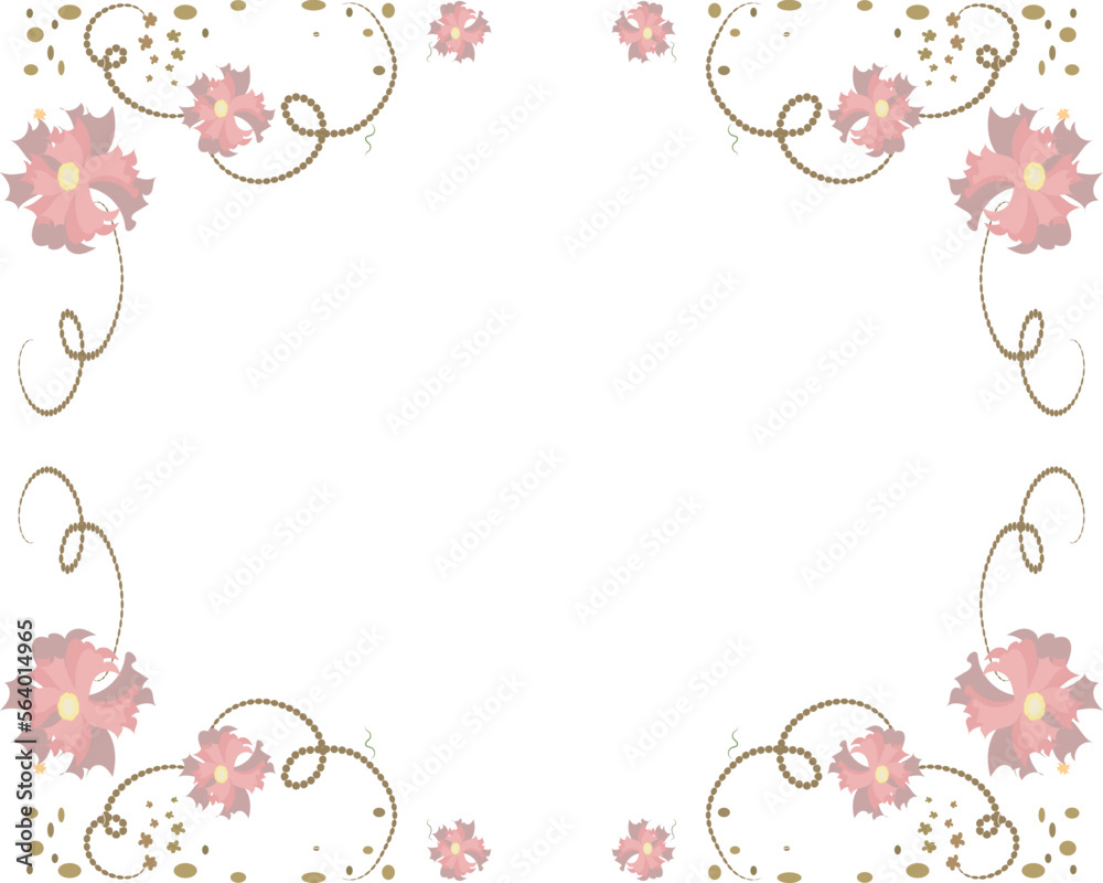 Illustration of a card frame with delicate pink carnation flowers Illustration of a card frame with delicate pink carnation flowers