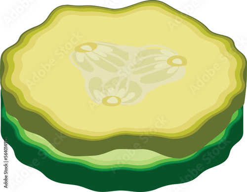 Cucumber slice icon isometric vector. Slice of fresh and salted green cucumber. Food concept, vegetable