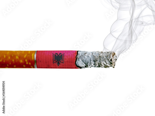 Albania country smoking addiction creative design. Tobacco Industry concept. A healthy lifestyle is becoming more popular.