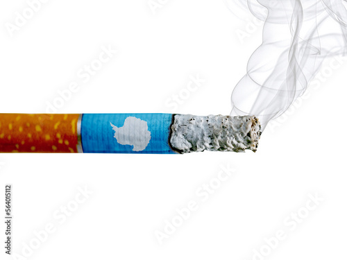 Antarctica country smoking addiction creative design. Tobacco Industry concept. A healthy lifestyle is becoming more popular.