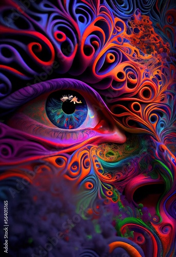 Vibrant Macro Eye in Colorful Detail.. Generative ai