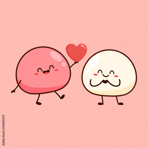 Mochi icon vector. Mochi logo design. Japanese rice dessert. Mochi in Valentine's day.