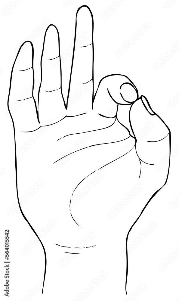 Hand Drawn Sketch of Finger Spelling The Alphabet Letter F in American Sign Language.
Hand Drawn Sketch of Finger Spelling The Alphabet Letter F in American Sign Language.
