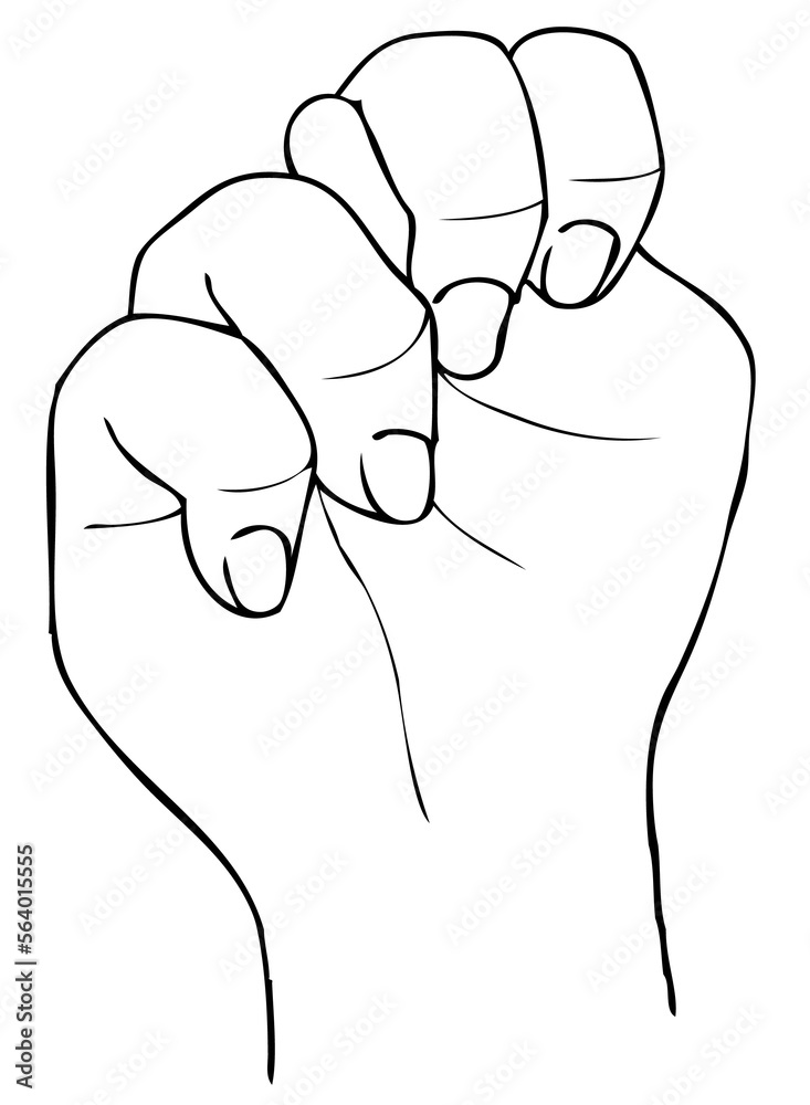 Hand Drawn Sketch of Finger Spelling The Alphabet Letter N in American ...