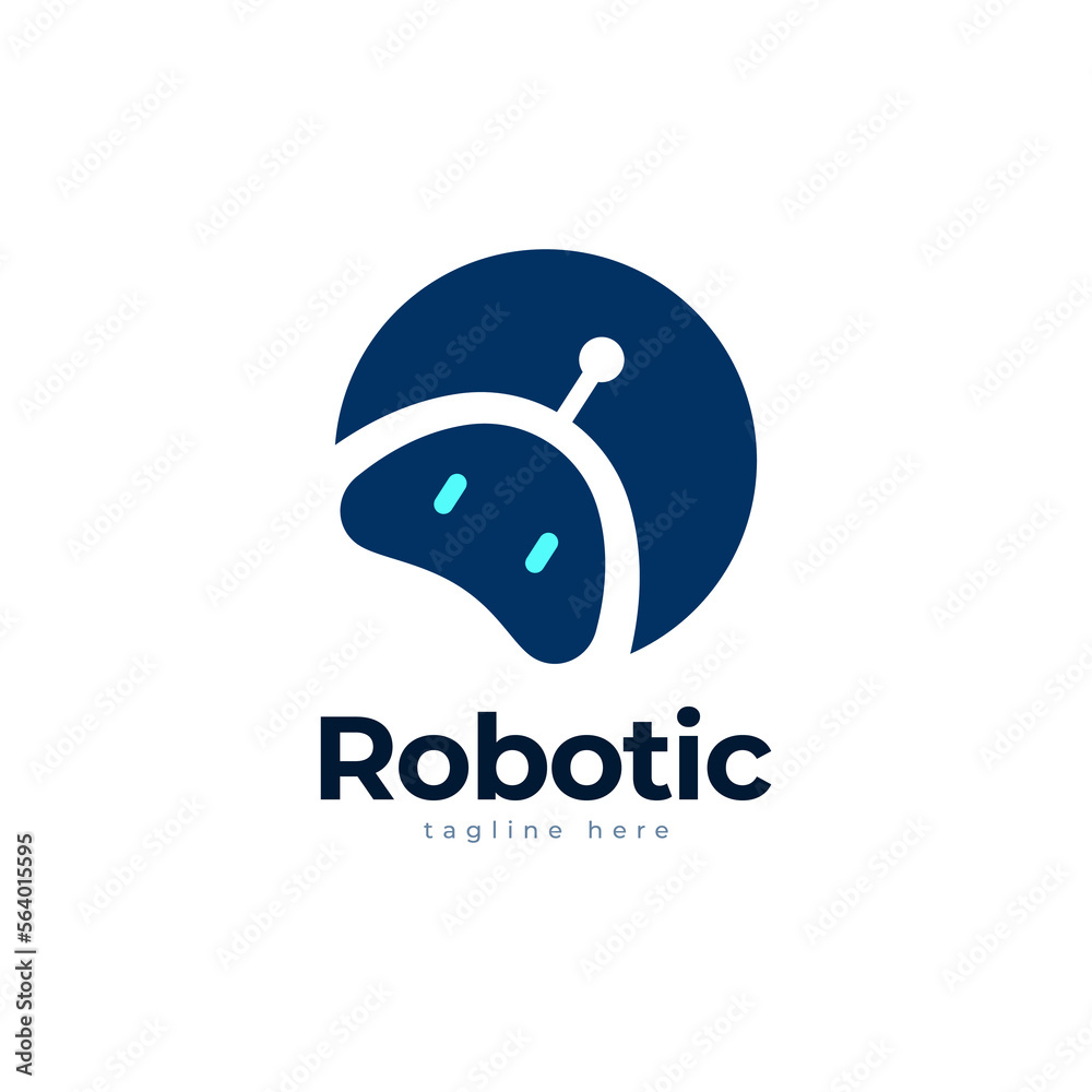 Robot logo template. Robotic logo design. Tech bot logo. Vector  illustration Stock Vector | Adobe Stock