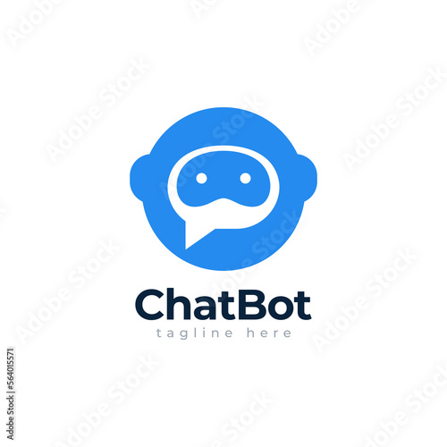Chat bot logo template. Chat robot logo design. Support bot logo. Vector illustration