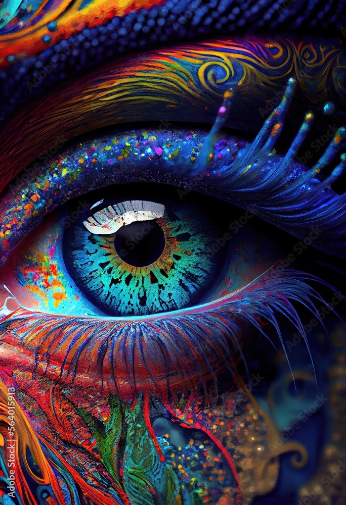The Colors of a Psychedelic Eye's Structure in Vibrant Detail. Generative ai