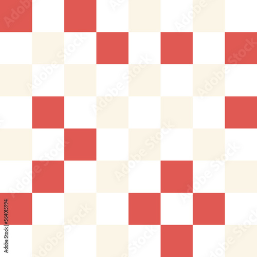 White, red, and cream pastel checkerboard pattern background.