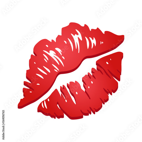 Red kiss mark or lips mark Large size icon for emoji smile