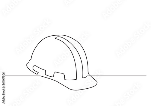 continuous line drawing vector illustration with FULLY EDITABLE STROKE of hard hat