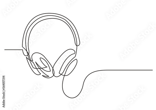 continuous line drawing vector illustration with FULLY EDITABLE STROKE of headphones