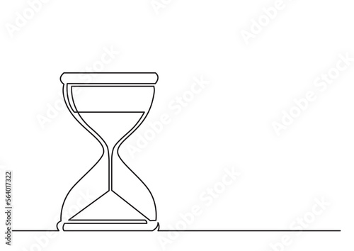 continuous line drawing vector illustration with FULLY EDITABLE STROKE of hourglass