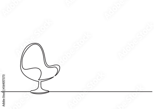 continuous line drawing vector illustration with FULLY EDITABLE STROKE of modern chair