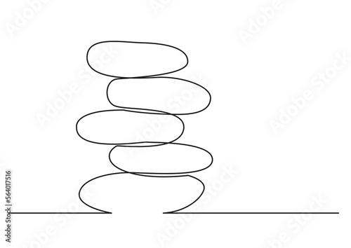 continuous line drawing vector illustration with FULLY EDITABLE STROKE of rock balancing