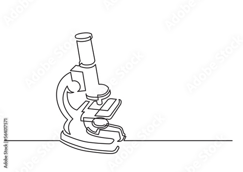 continuous line drawing vector illustration with FULLY EDITABLE STROKE of scientific microscope