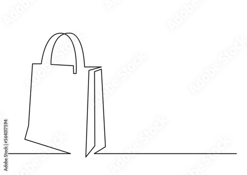 continuous line drawing vector illustration with FULLY EDITABLE STROKE of shopping bag
