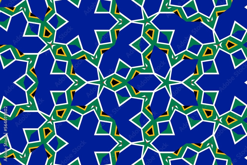 Geometric pattern in the colors of the national flag of South Africa. The colors of South Africa. Geometric pattern in the colors of the national flag of South Africa. The colors of South Africa.