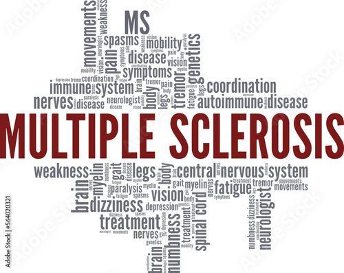 Multiple Sclerosis word cloud conceptual design isolated on white background.