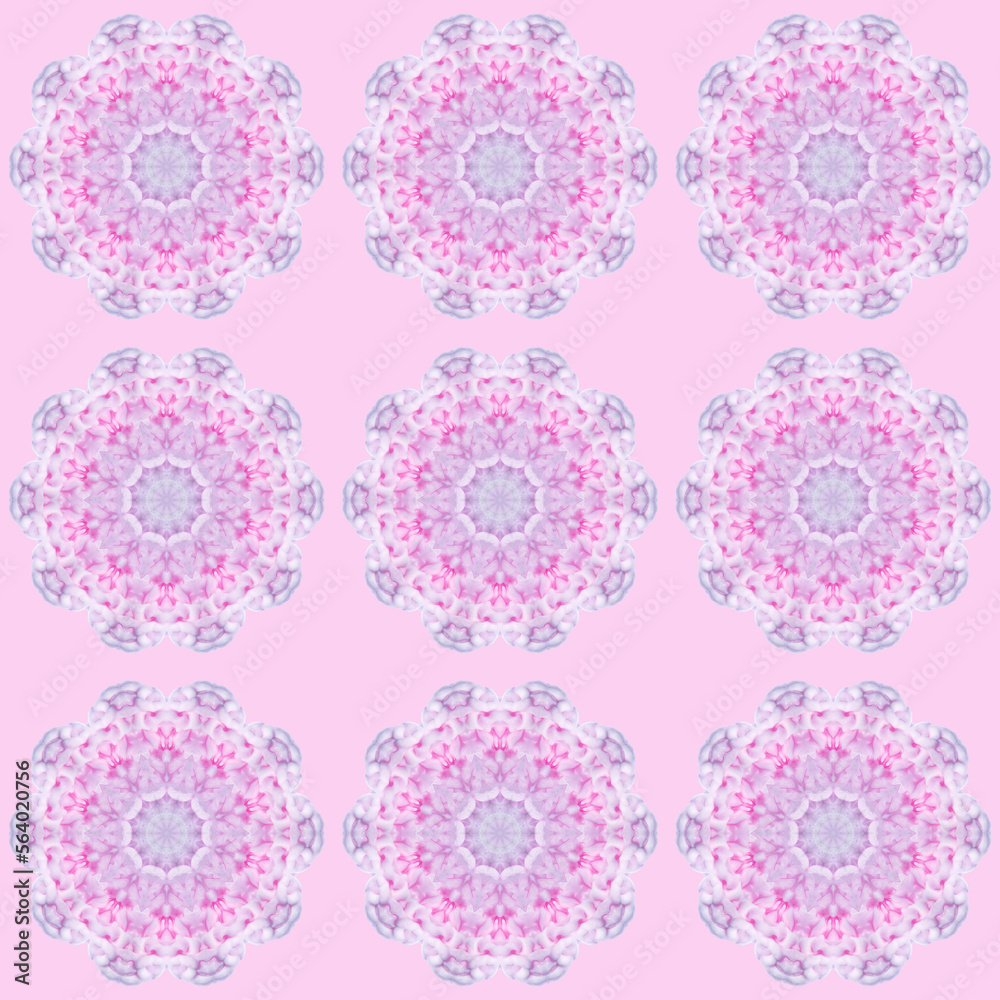 Tile texture from pink round mandalas.