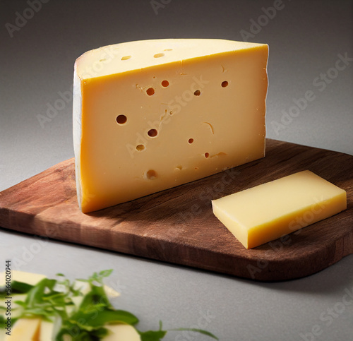 A large piece of expensive Beaufort cheese. Close-up