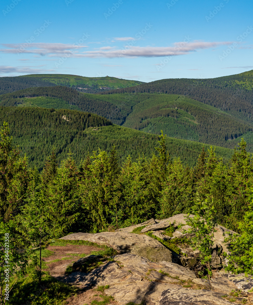 Petrovy kameny and Vysoka hole from Zarovy vrch hill in Jeseniky mountains in Czech republic Petrovy kameny and Vysoka hole from Zarovy vrch hill in Jeseniky mountains in Czech republic