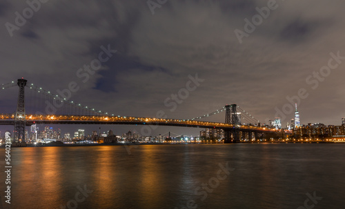 View of the Brooklyn, Manhattan and Williamsburg Bridge at night. Long Exposure Photo Shoot. © Mindaugas Dulinskas