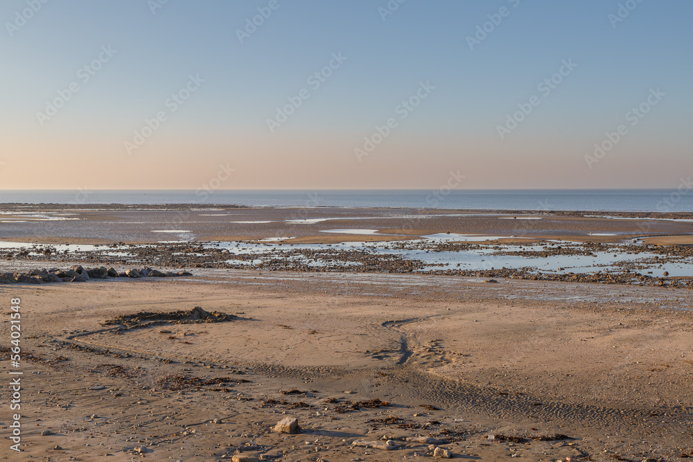 Plage de Trouville-sur-Mer au coucher de soleil