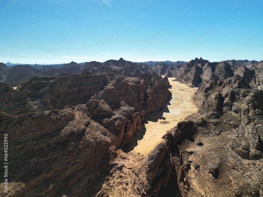 Aerial views of canyons in the Al Ula area of Saudi Arabia