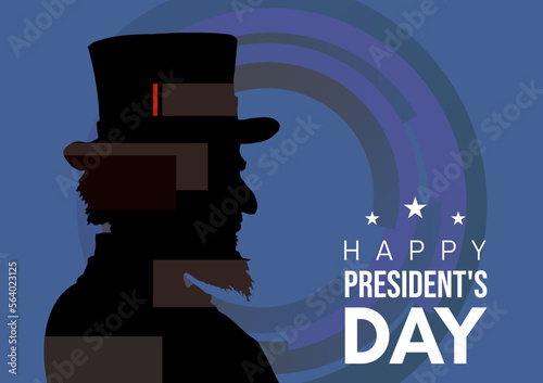 Presidents day banner. Happy President's Day. Abraham lincoln silhouette
