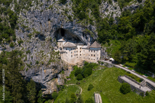 Predjama Castle in Slovenia, Europe. Renaissance castle built within a cave mouth in south central Slovenia, in the historical region of Inner Carniola. It is located in the village of Predjama