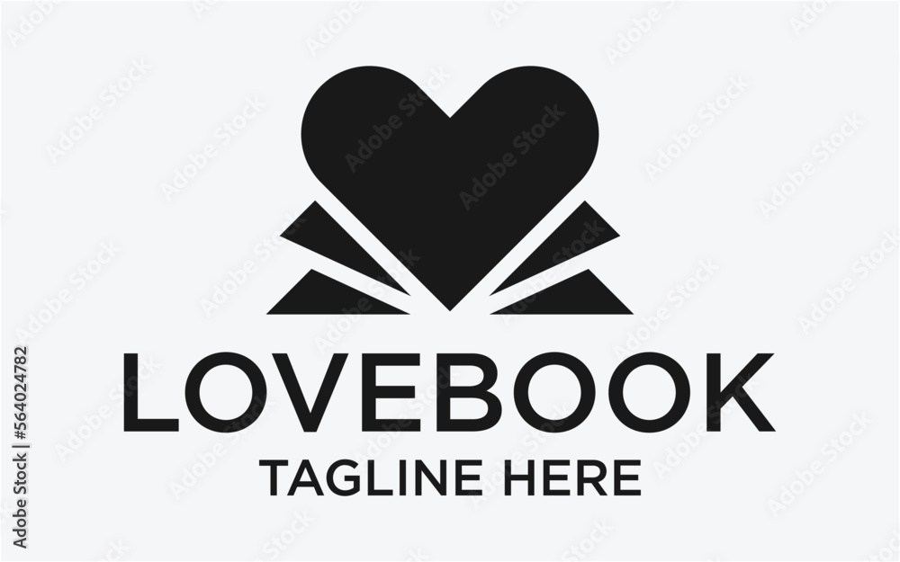 logo design love with book concept template simple