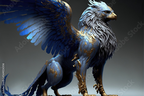 A beautiful ancient griffin mythical creature, created with Generative AI technology
