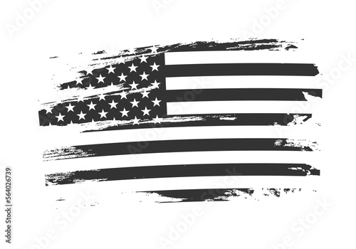 US grunge flag. American national symbol. USA old grungy texture. Vector illustration.
