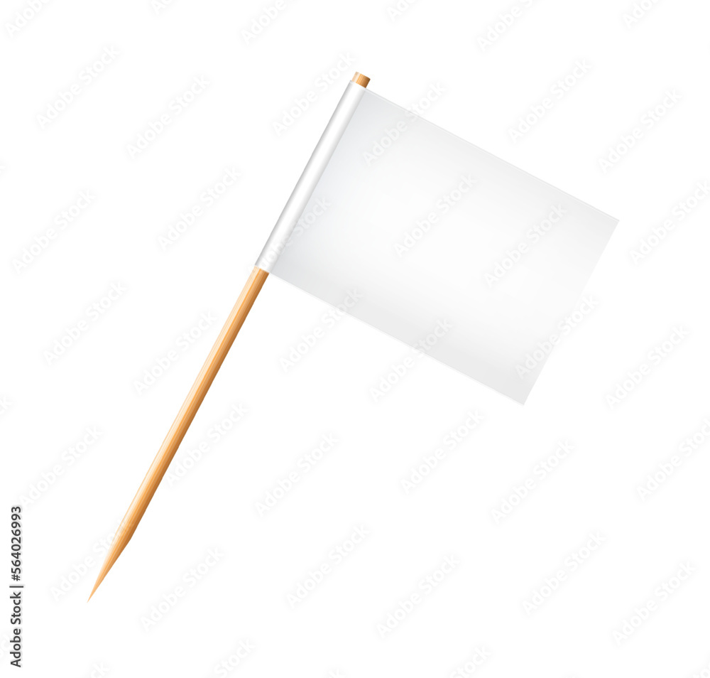 Toothpick flags. Wooden toothpicks with white paper flag. Location mark, map pointer. Vector Toothpick flags. Wooden toothpicks with white paper flag. Location mark, map pointer. Vector