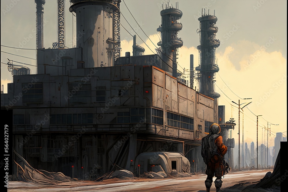 Fototapeta premium People in the industrial city.