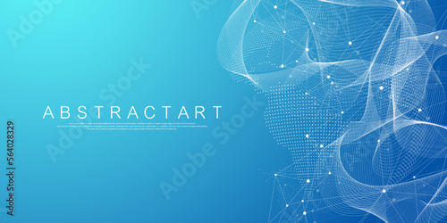 Global network connection concept. Big data visualization. Social network communication in the global computer networks. Internet technology. Business. Science. Vector illustration