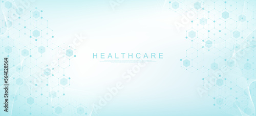 Health care and medical pattern innovation concept background design. Abstract geometric hexagons shape medicine and science background. Vector illustration