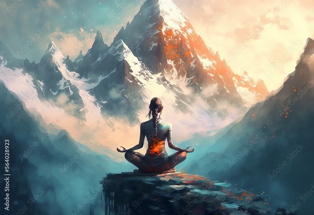 Yoga meditation, yoga teacher, mountains, nature buddhist