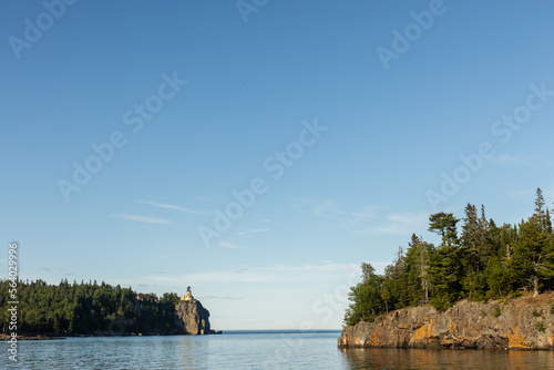 Lighthouse on Lake Superior with Forest