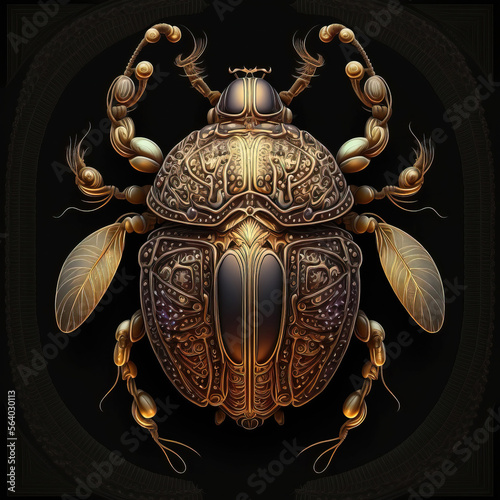 Ancient Egyptian scarab beetle. sketch art for artist creativity and inspiration. generative AI photo