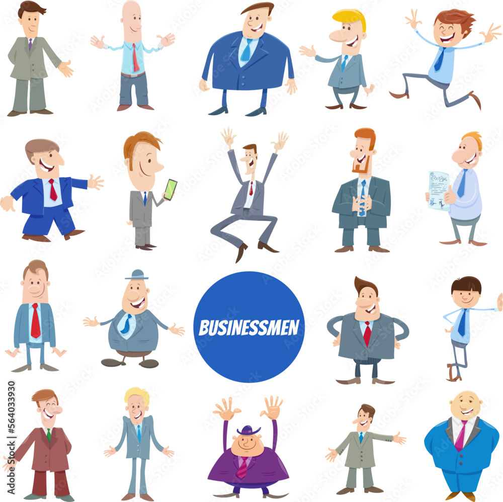 cartoon businessmen or men characters big set cartoon businessmen or men characters big set