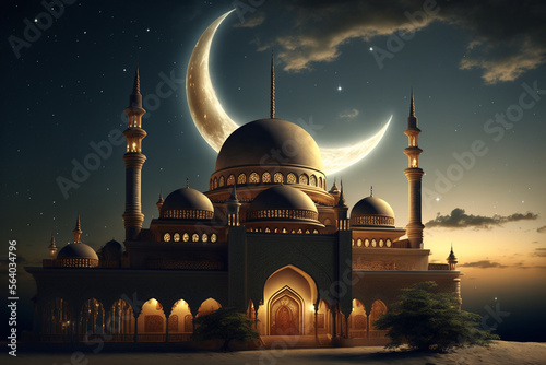 Ramadan Kareem greeting photo of a mosque © belyaaa
