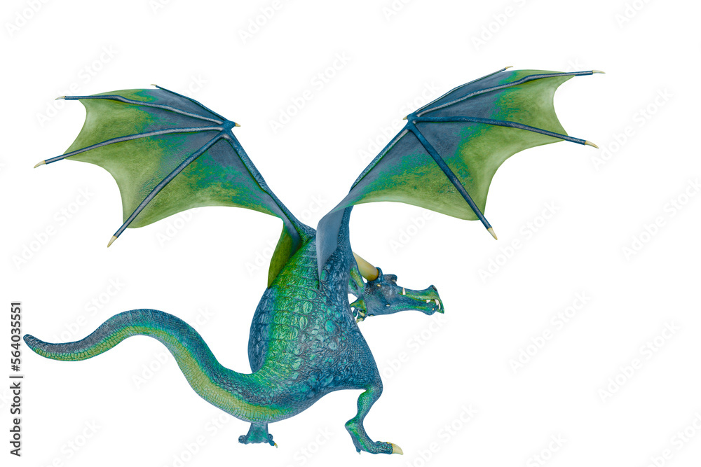 Fototapeta premium dragon cartoon walking rear view
