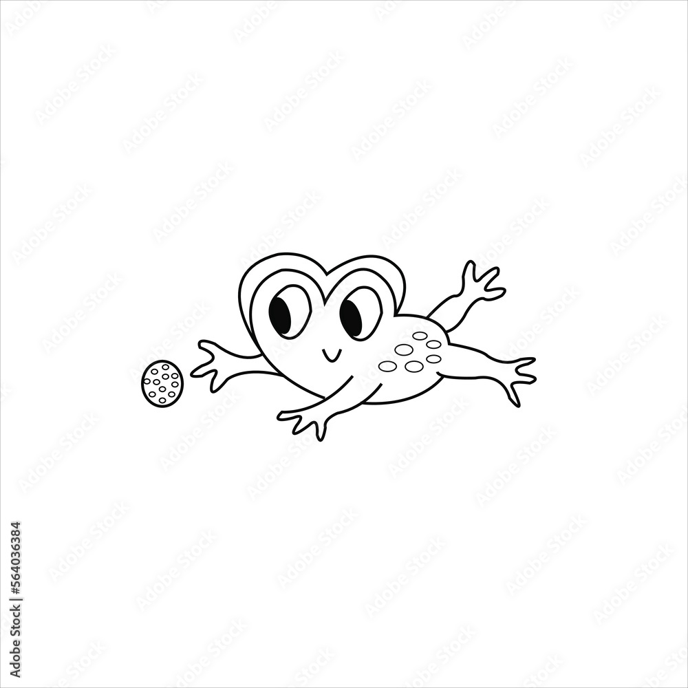 Fototapeta premium Frog coloring page for kids and adult 