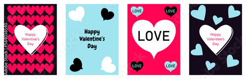 Set of Happy Valentines Day posters. Vector illustration, EPS10