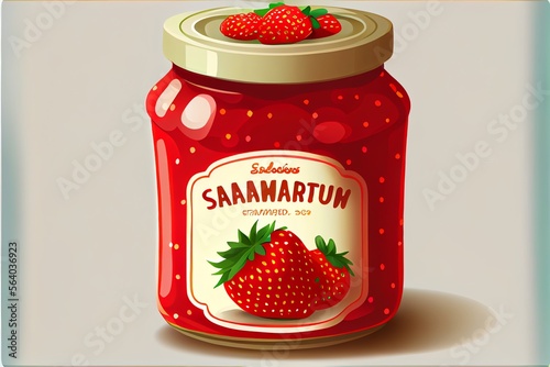 A cartoon illustration of strawberry jam. Generative AI