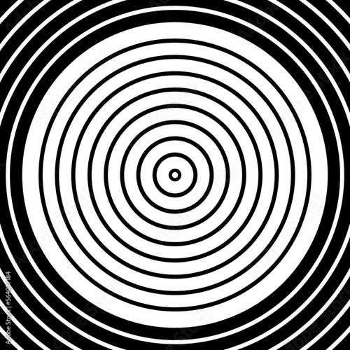 Circle Lines Pattern. Abstract Geometric Black and White Background.