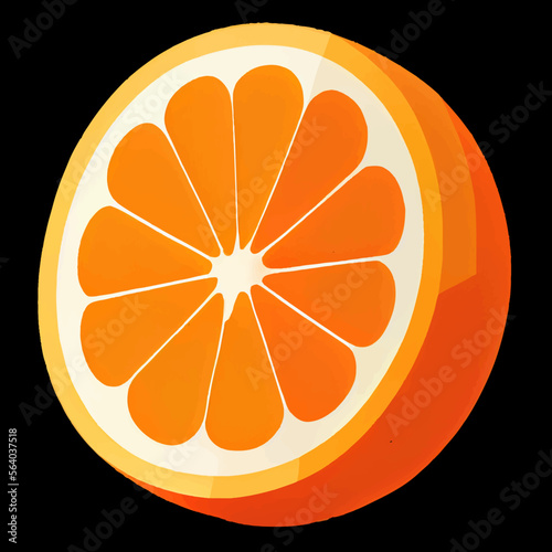 Slice of orange  without background
