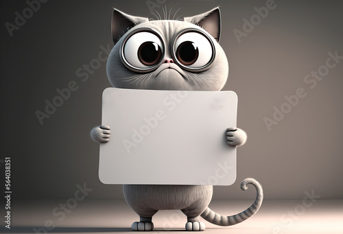 Cute Cartoon Cat Holding a ...