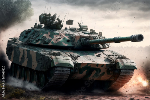 Main battle tank Leopard 2 A6 Version by the German Armed Forces. Generative AI photo
